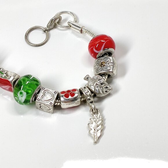 SEPTEMBER Charm Bracelet 8-9" Willabee & Ward Danbury Mint Apple Leaves Exender - Picture 5 of 10